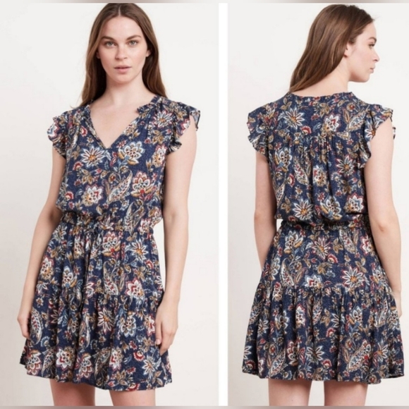 Sold Velvet by Graham and Spencer Paloma tie Waist boho floral mini dress - Picture 12 of 13